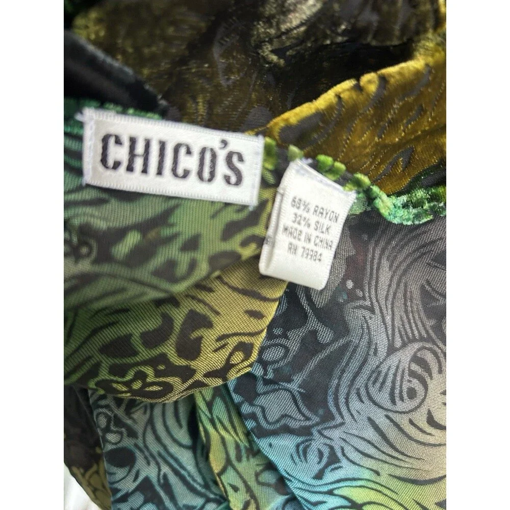 Vintage Chico's Velvet Burnout Scarf Rainbow Colorful Silk Blend Floral Print